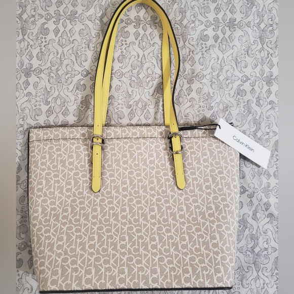 Ladies Calvin Klein Tote Bag Yellow - Picture 2 of 6